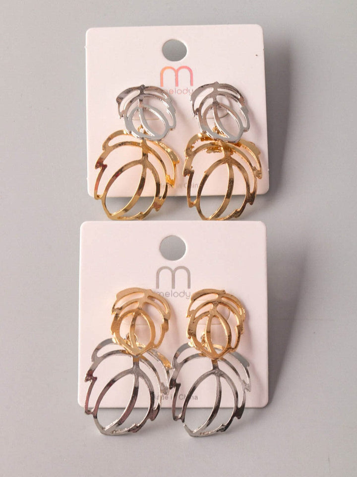 FASHION LEAF GOLD & SILVER EARRINGS
