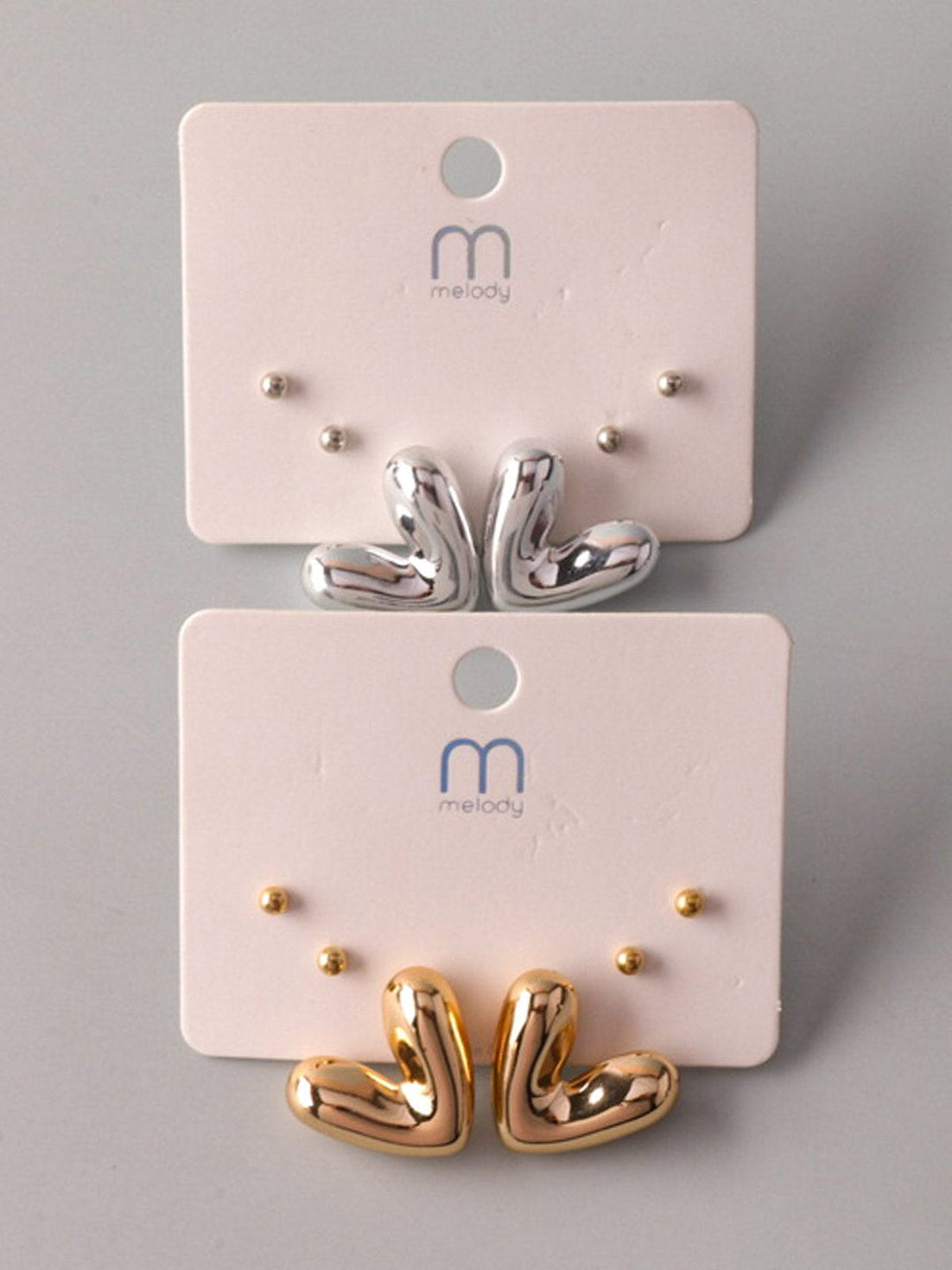 FASHION GOLD & SILVER MULTI PENDANT EARRINGS SET