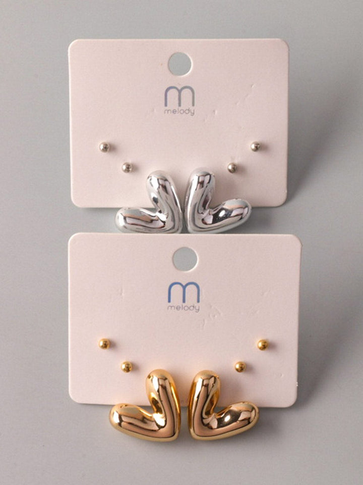 FASHION GOLD & SILVER MULTI PENDANT EARRINGS SET