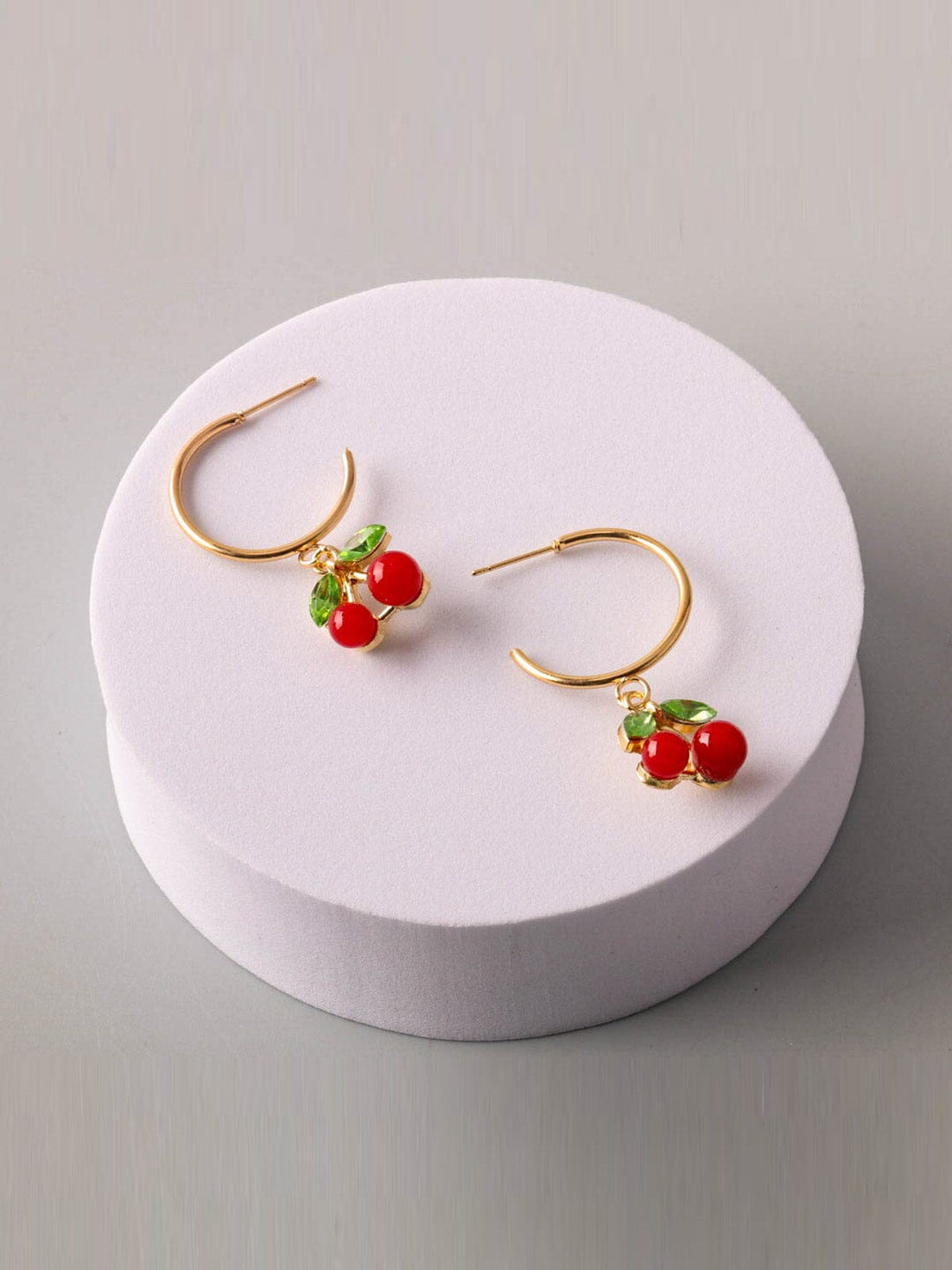FASHION SMALL HOOPS CHERRY EARRINGS