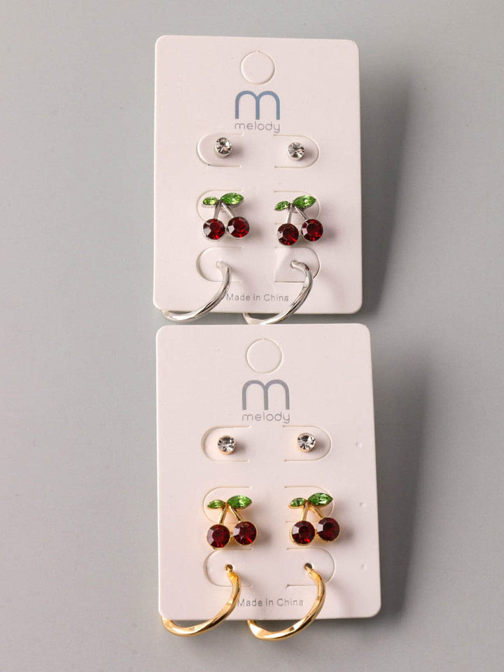 FASHION MULTI PENDANTS CHERRY EARRINGS