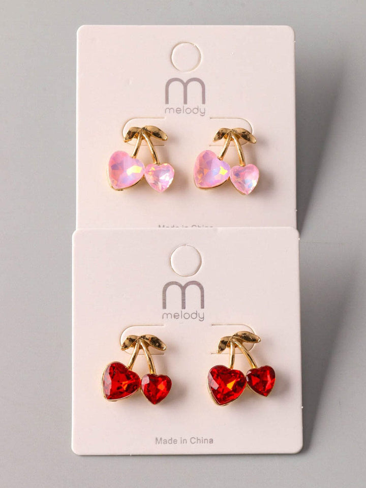FASHION ASSORTED COLORS CHERRY EARRINGS