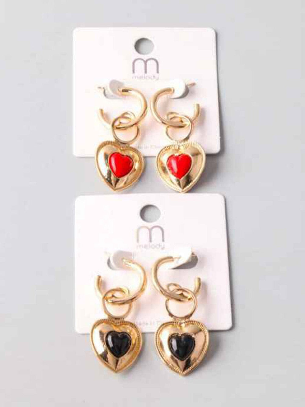 FASHION ASSORTED COLORS HEART EARRINGS