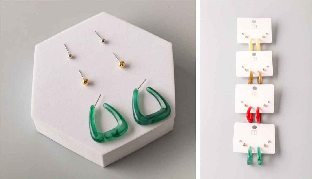 FASHION ASSORTED COLORS 3 PAIRS EARRINGS SETS