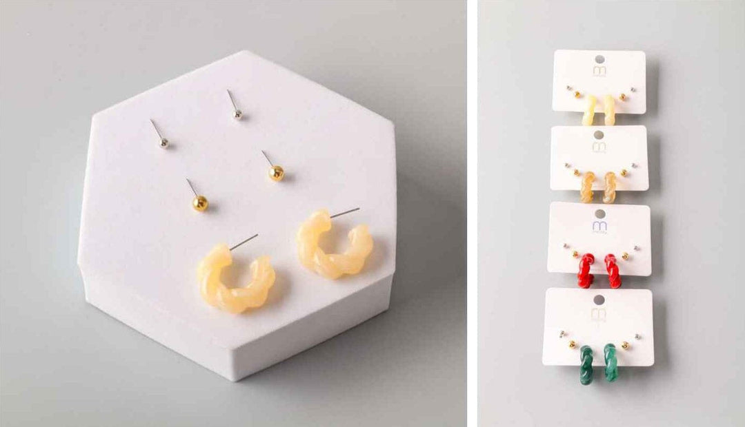 FASHION ASSORTED COLORS 3 PAIRS EARRINGS SETS