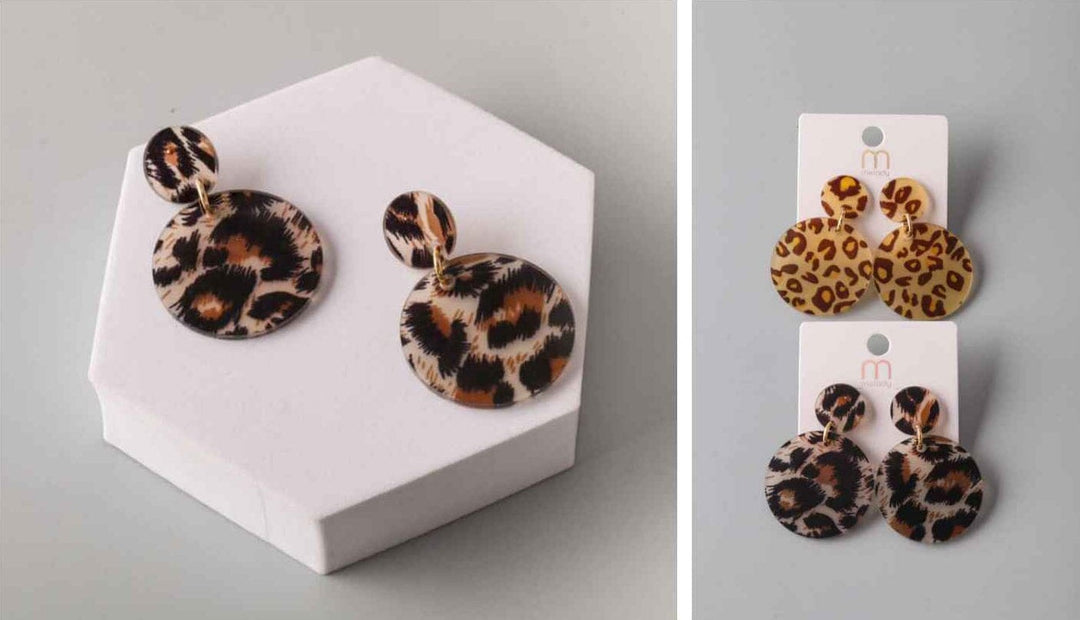 FASHION ASSORTED COLORS ANIMAL PRINT EARRINGS