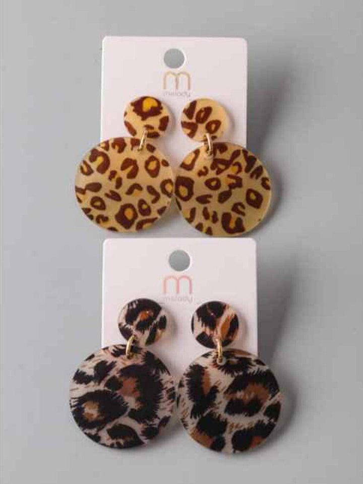 FASHION ASSORTED COLORS ANIMAL PRINT EARRINGS