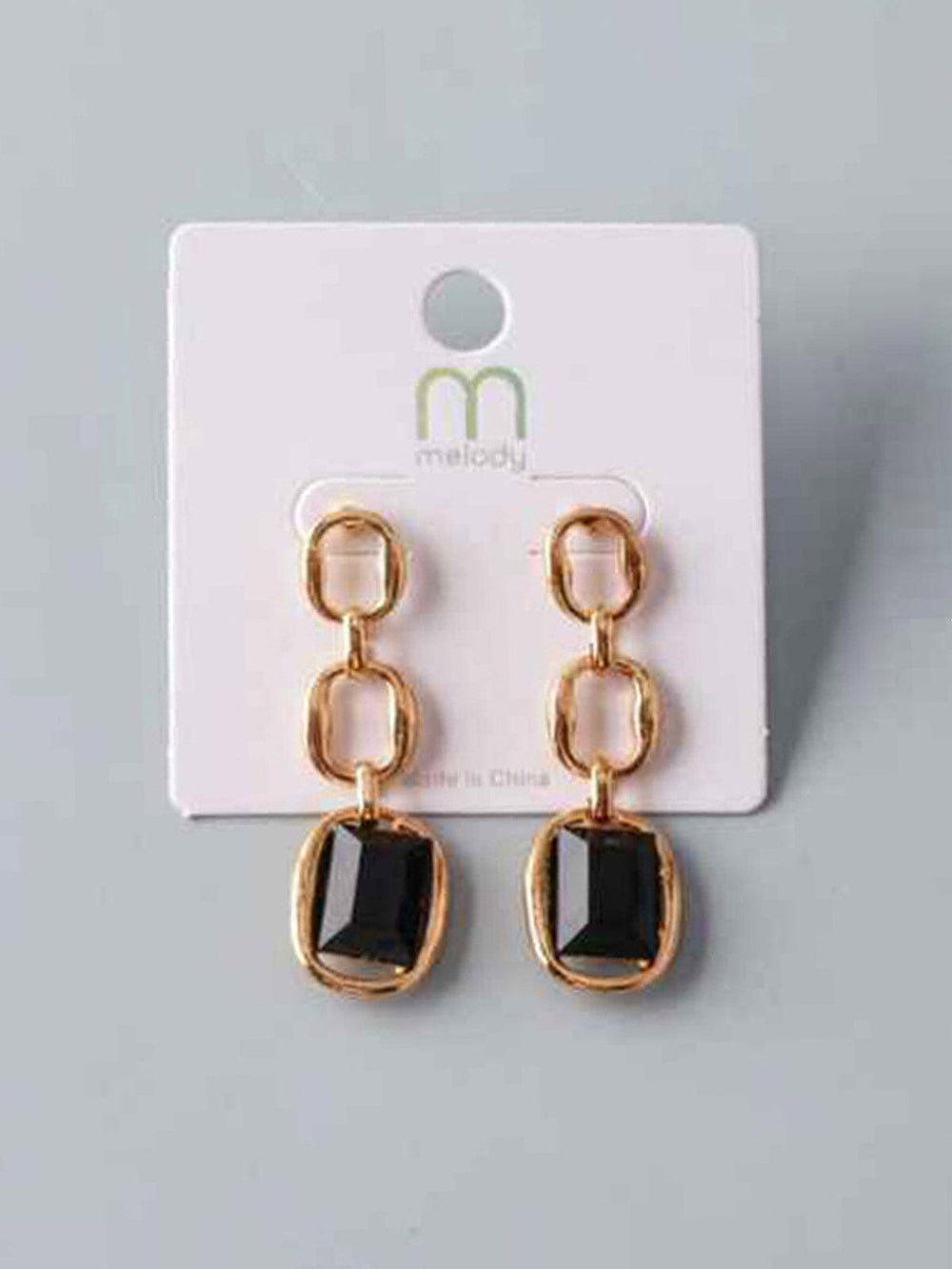 FASHION BLACK GOLD HANGING EARRINGS