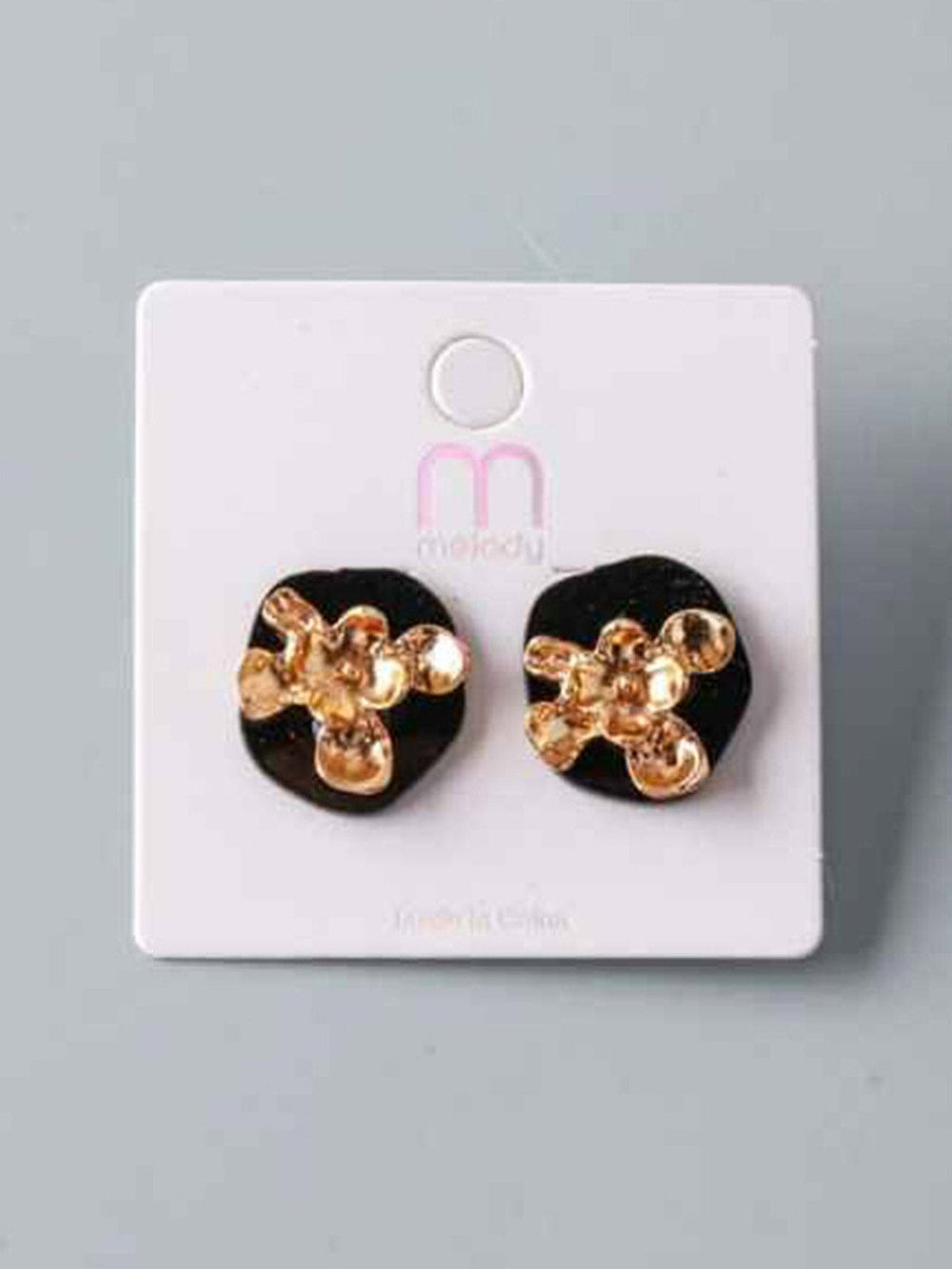 FASHION BLACK GOLD FLORAL EARRINGS