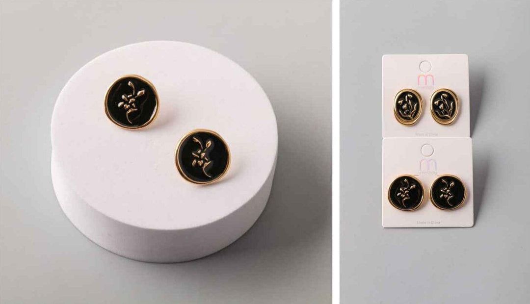 FASHION BLACK GOLD EARRINGS