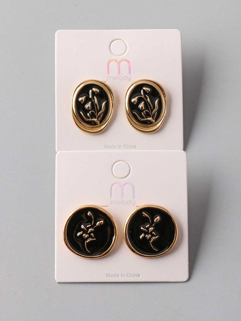 FASHION BLACK GOLD EARRINGS