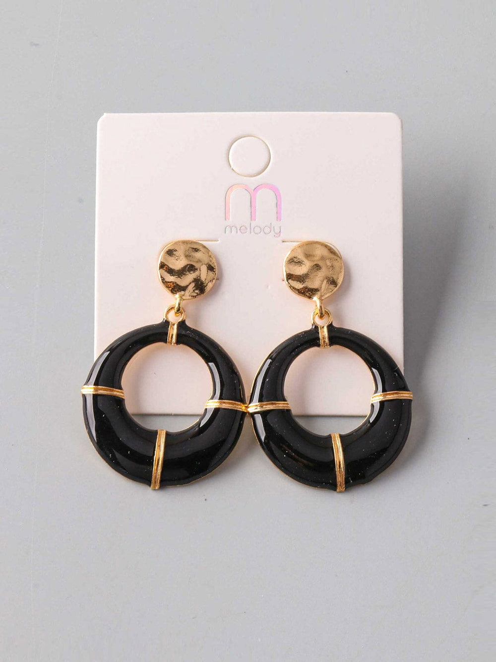 FASHION BLACK GOLD HANGING EARRINGS