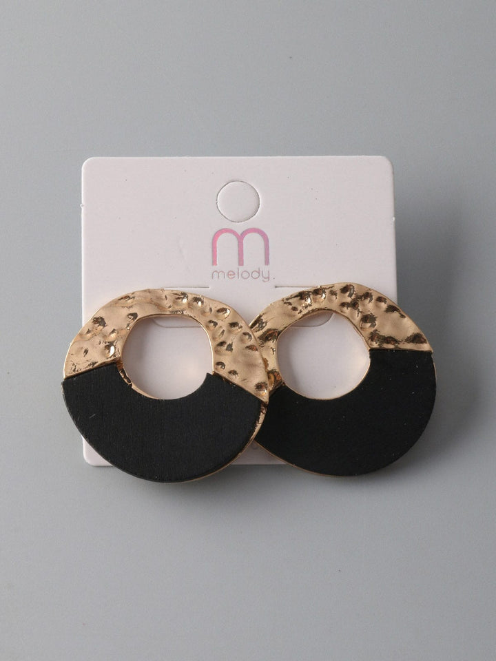 FASHION BLACK GOLD FLORAL EARRINGS