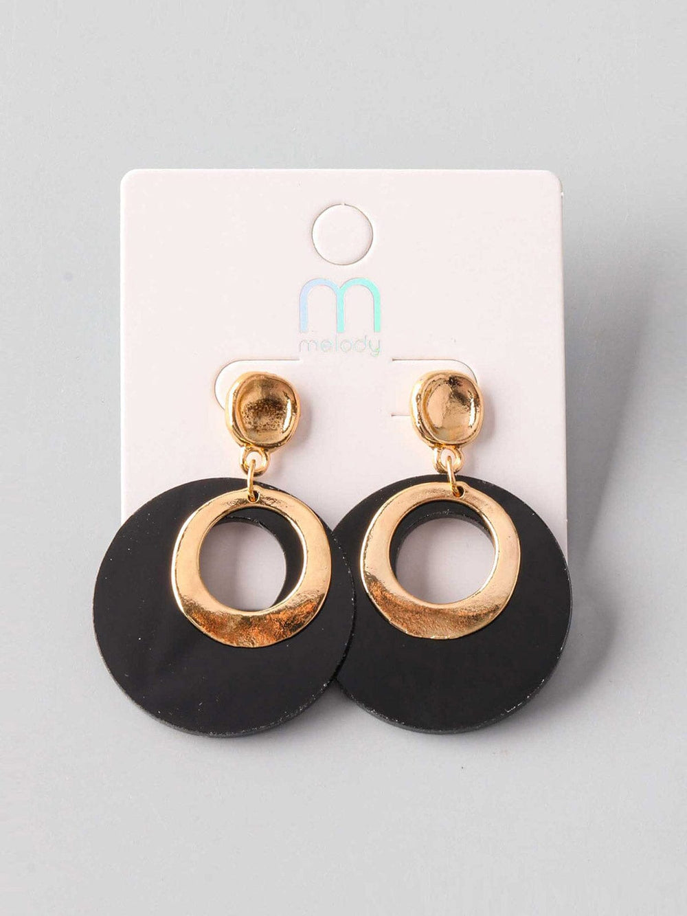 FASHION BLACK GOLD HANGING EARRINGS