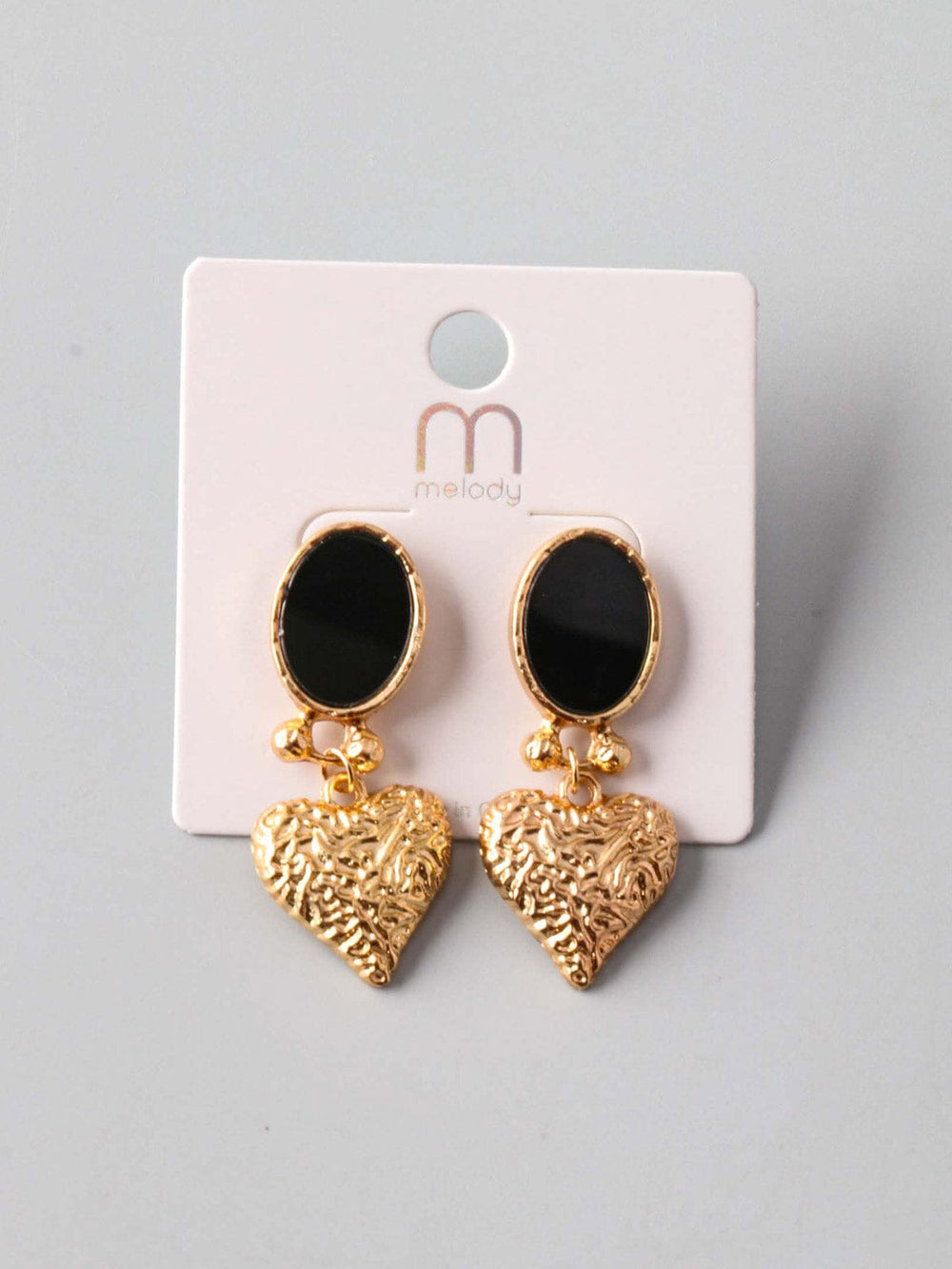 FASHION BLACK GOLD HEART EARRINGS