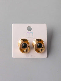 FASHION BLACK GOLD EARRINGS