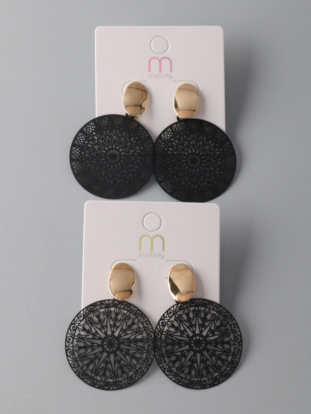 FASHION BLACK GOLD STONE EARRINGS