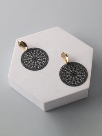 FASHION BLACK GOLD STONE EARRINGS