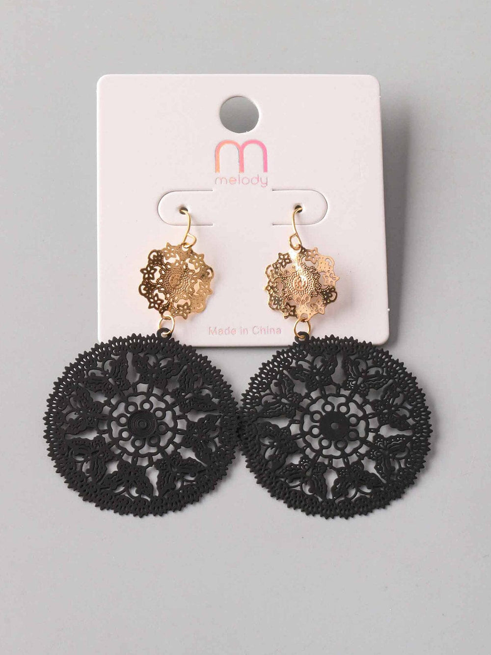FASHION BLACK GOLD HANGING EARRINGS