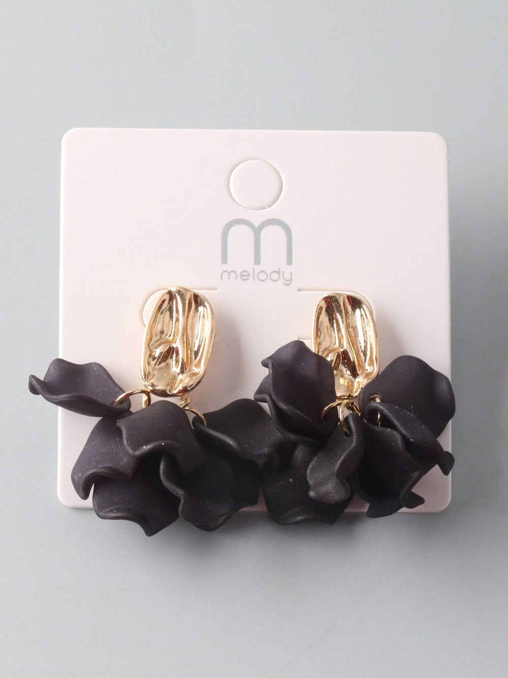 FASHION BLACK GOLD FLORAL EARRINGS