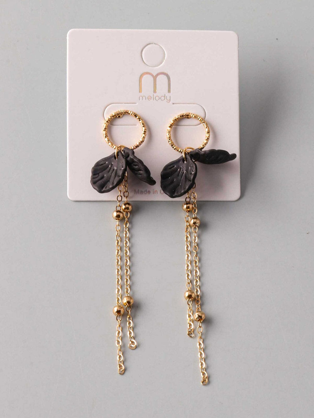 FASHION BLACK GOLD HANGING EARRINGS