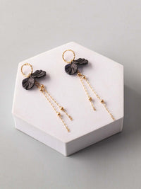 FASHION BLACK GOLD HANGING EARRINGS