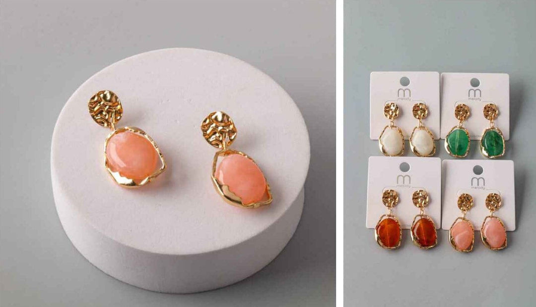 FASHION ASSORTED COLORS STONES EARRINGS