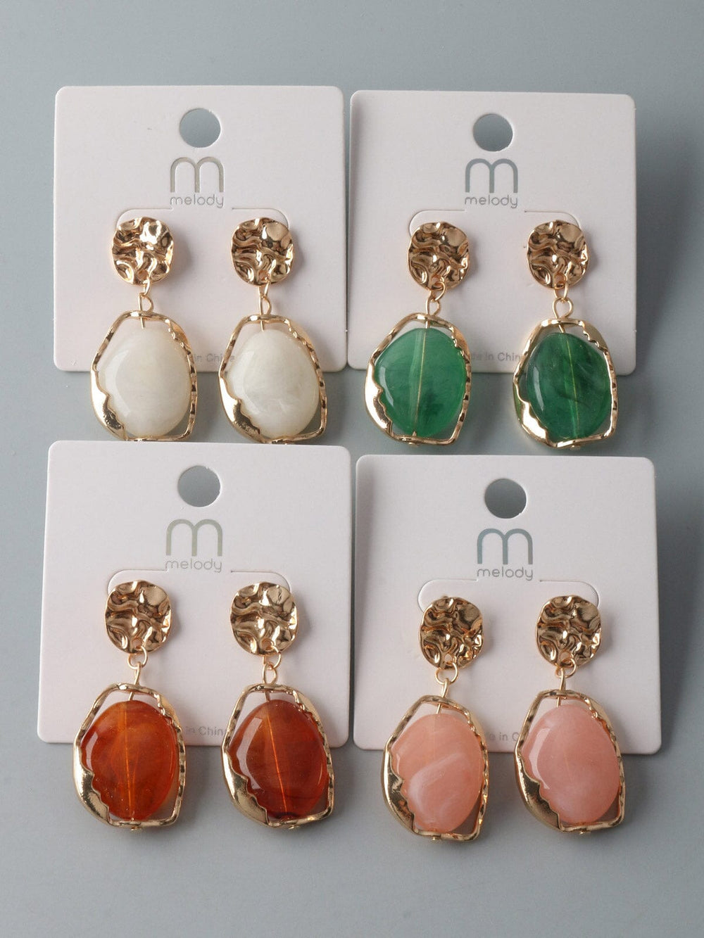 FASHION ASSORTED COLORS STONES EARRINGS