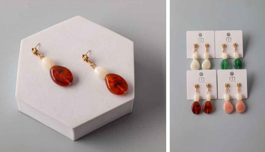 FASHION ASSORTED COLORS STONES EARRINGS
