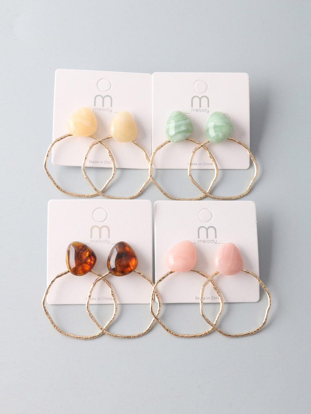 FASHION ASSORTED COLORS HOOPS EARRINGS