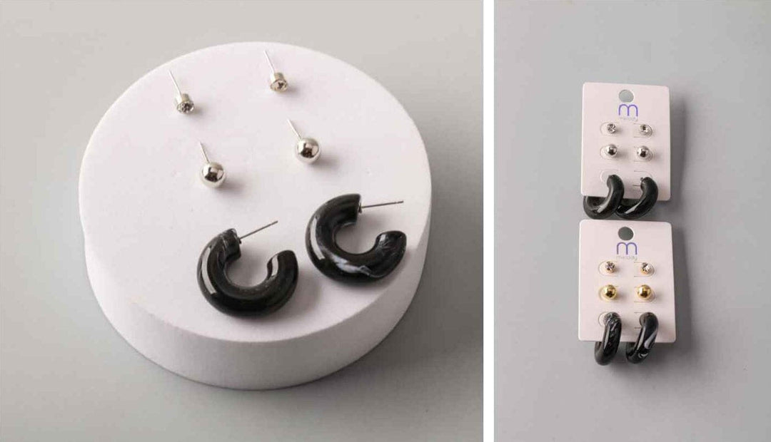 FASHION ASSORTED COLORS 3 PAIRS EARRINGS SETS