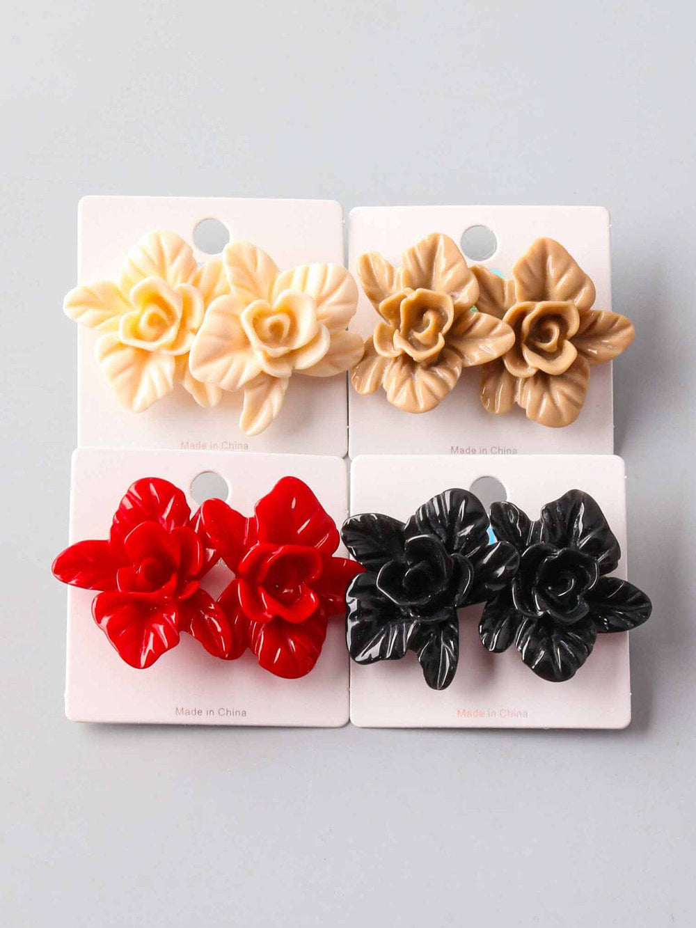 FASHION ASSORTED COLORS FLOWER EARRINGS