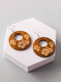 FASHION ASSORTED COLORS WOOD FLORAL EARRINGS