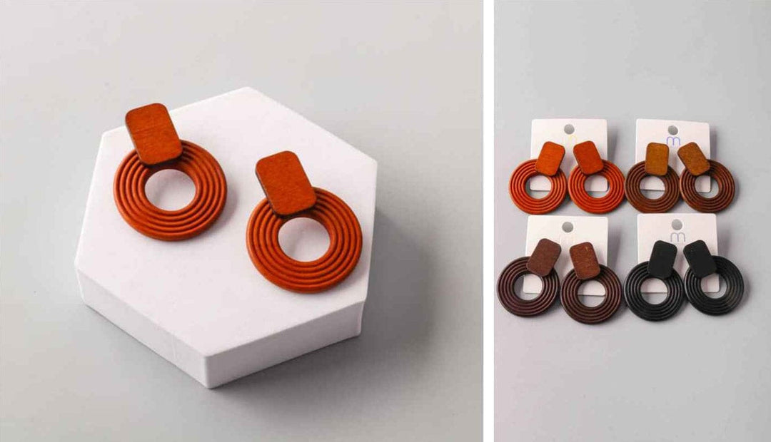 FASHION ASSORTED COLORS WOOD EARRINGS