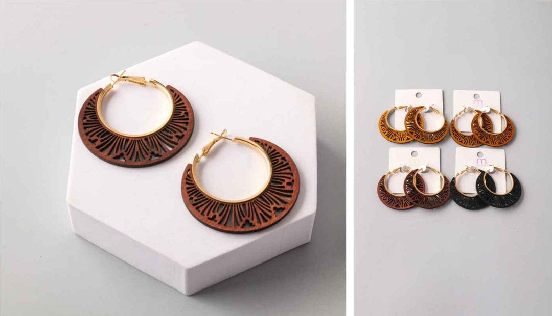 FASHION ASSORTED COLORS WOOD EARRINGS