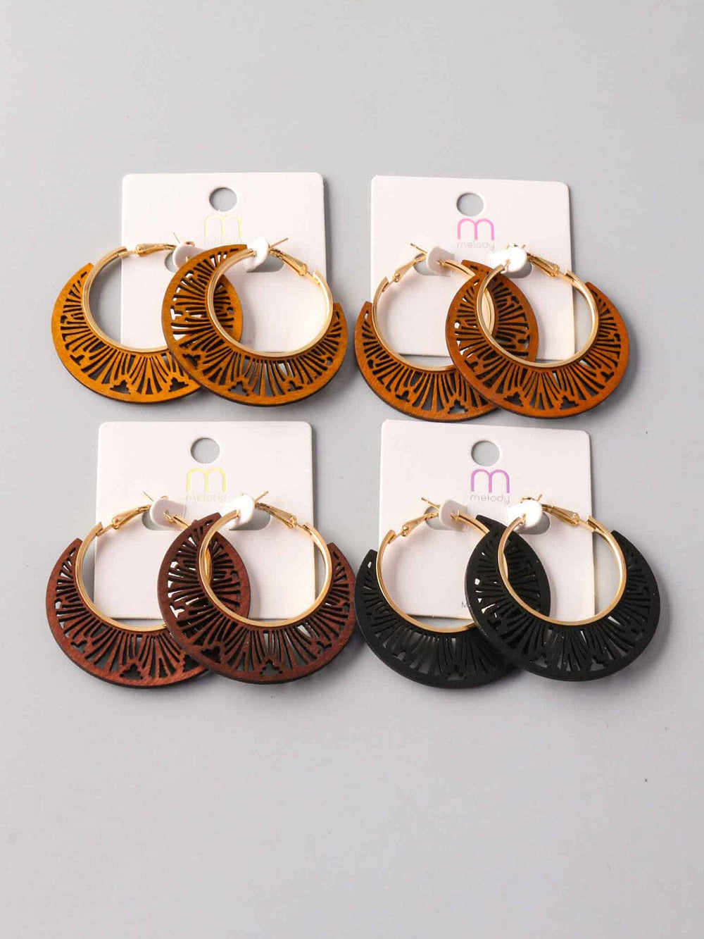 FASHION ASSORTED COLORS WOOD EARRINGS