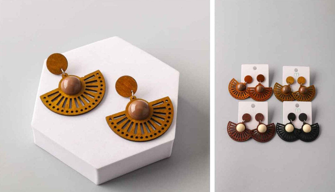 FASHION ASSORTED COLORS FAN EARRINGS