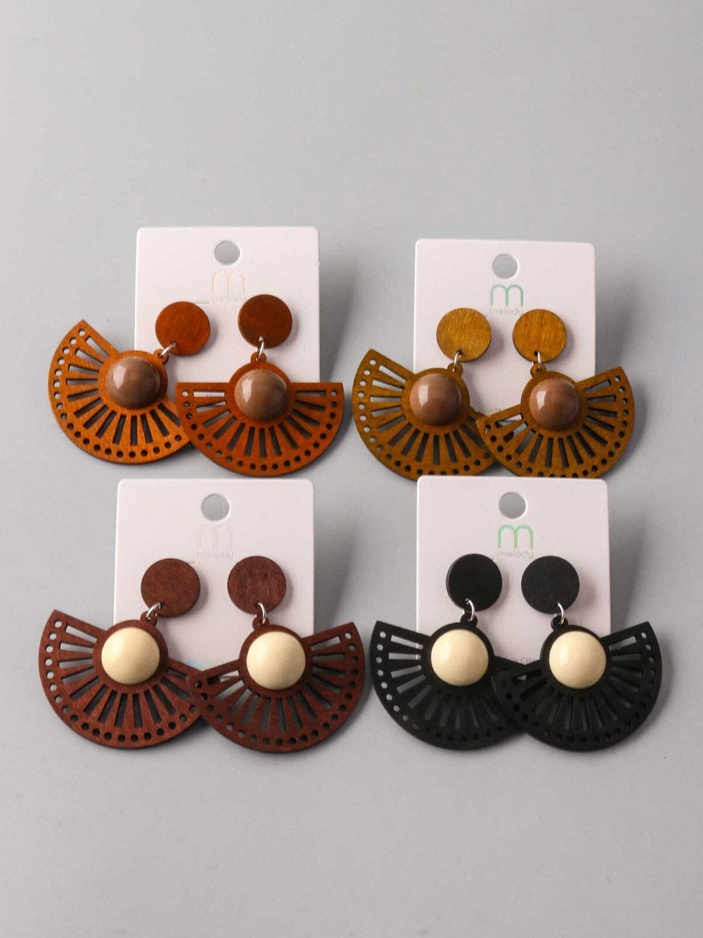 FASHION ASSORTED COLORS FAN EARRINGS
