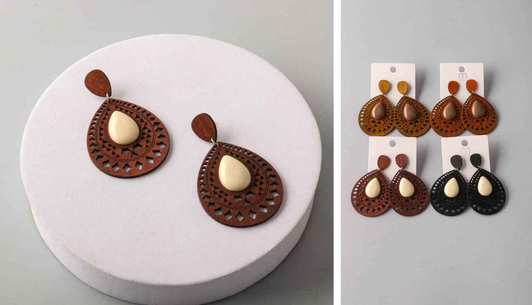 FASHION ASSORTED COLORS WOOD EARRINGS