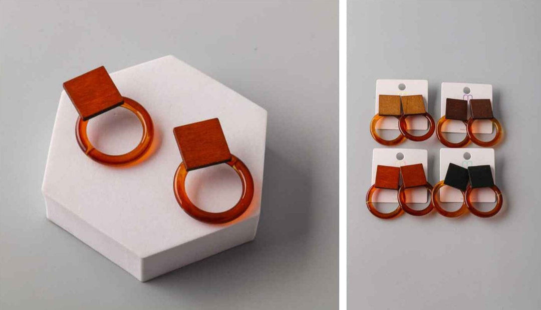 FASHION ASSORTED COLORS WOOD EARRINGS