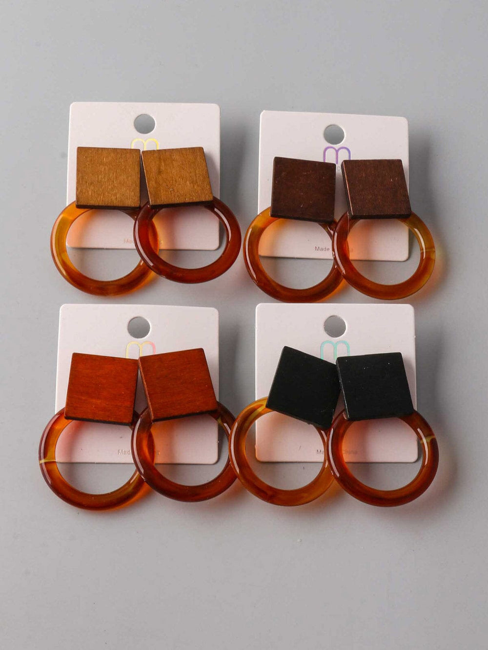 FASHION ASSORTED COLORS WOOD EARRINGS
