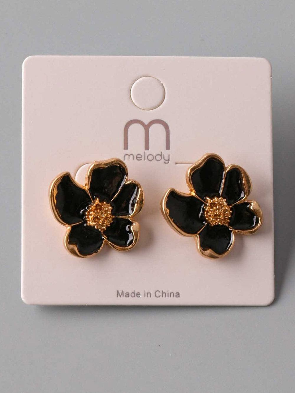 FASHION BLACK & GOLD FLOWER EARRINGS