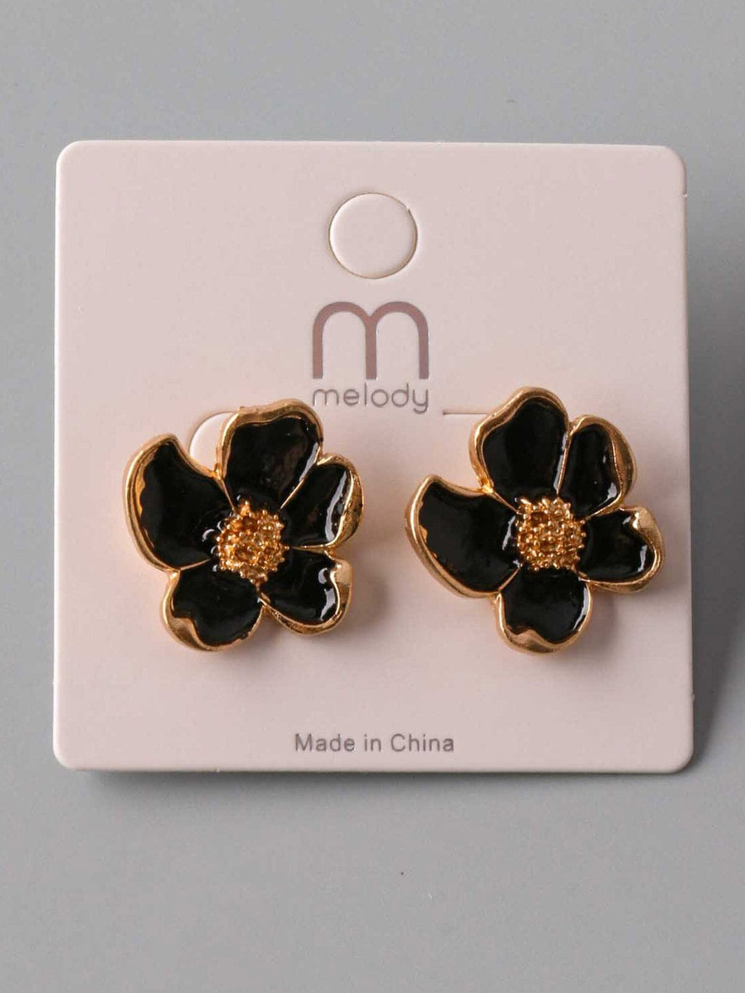 FASHION BLACK & GOLD FLOWER EARRINGS