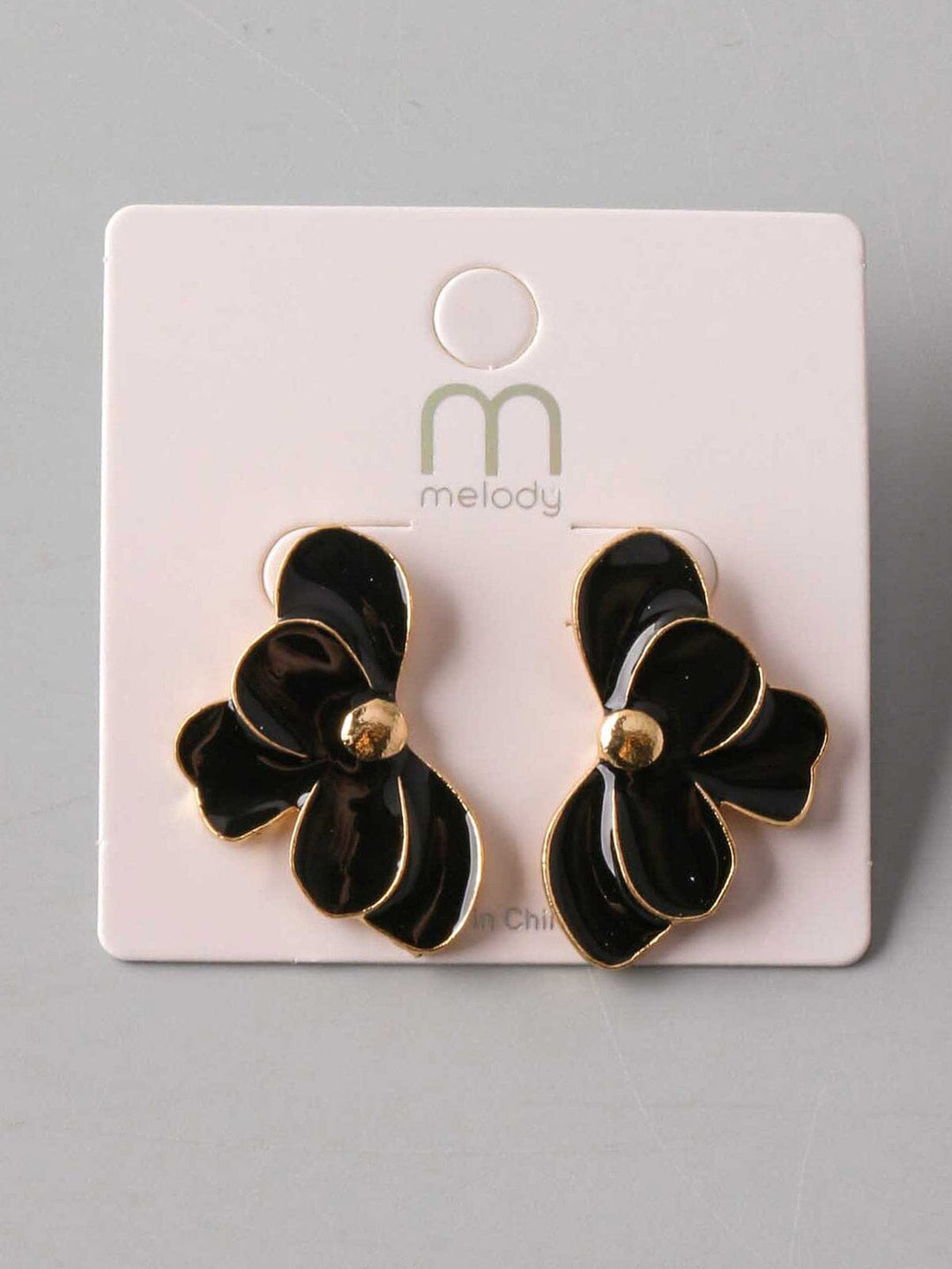 FASHION BLACK & GOLD FLOWER EARRINGS
