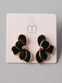FASHION BLACK & GOLD FLOWER EARRINGS