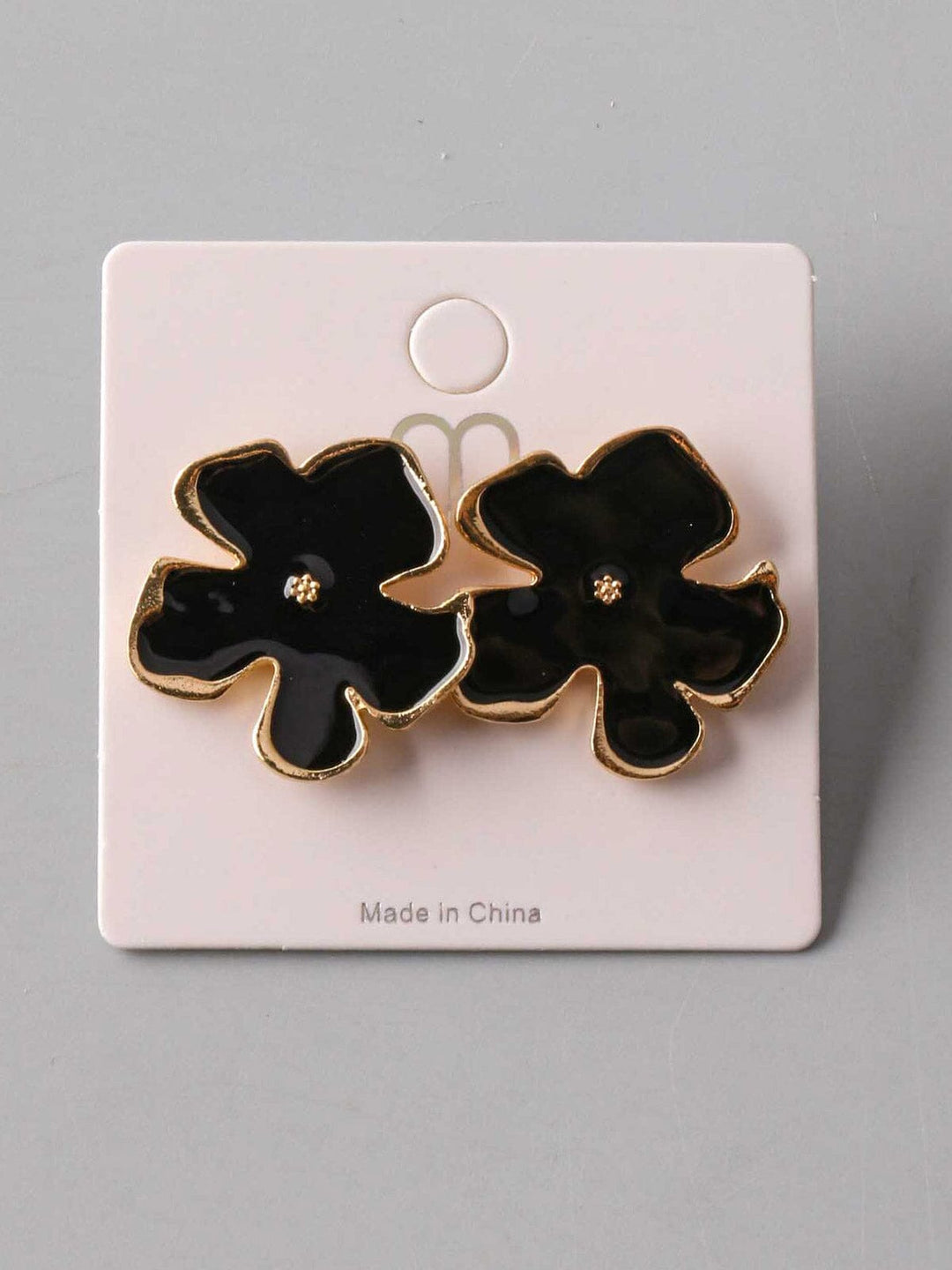 FASHION BLACK & GOLD FLOWER EARRINGS