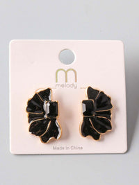 FASHION BLACK & GOLD FLOWER EARRINGS