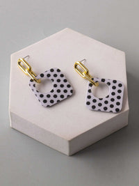 FASHION BLACK & WHITE POLKA DOTS HANGING EARRINGS
