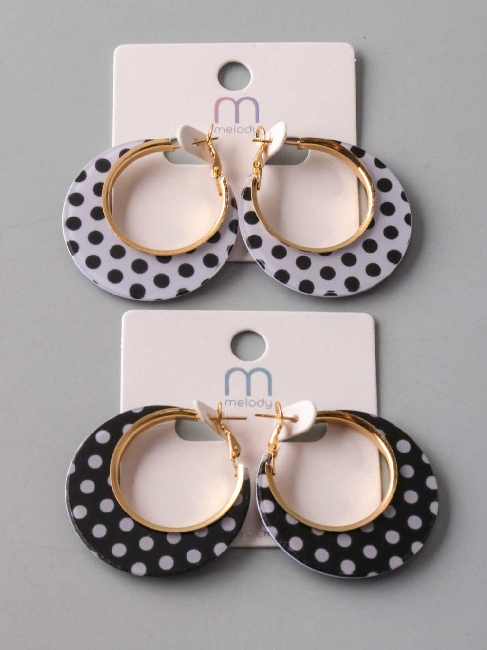 FASHION BLACK & WHITE POLKA DOTS HANGING EARRINGS