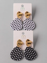 FASHION ASSORTED BLACK & WHITE POLKA DOTS HANGING EARRINGS